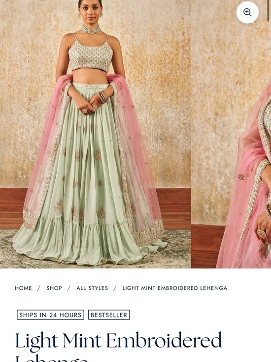 Lashkaraa Dresses & Skirts - Light Mint Embroidered Skirt Set with Pink Dupatta
